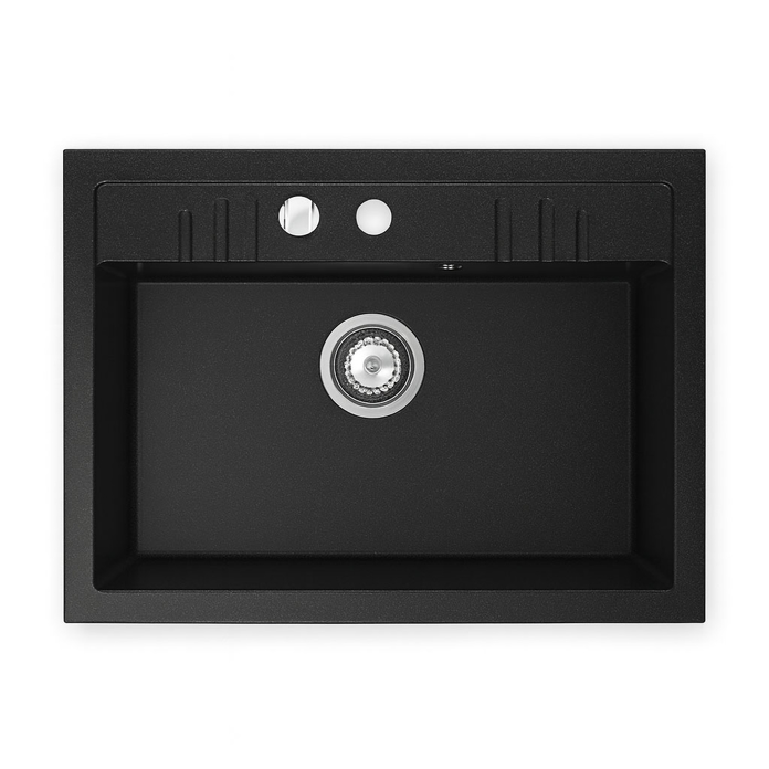 Slika Sudopera granitna CRNA DRGM1/48/58BA 58x48 cm sa sifonom